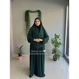 Yüsra Collection Tesettür Ayrobin Elbise ve Sufle Takım - Zümrüt Yeşili - Standart