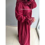 Yüsra Collection Tesettür Erva Elbise - Bordo - Standart