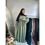 Yüsra Collection Tesettür Liza Elbise Kol Bağlamalı - Mint Yeşil - Standart
