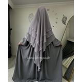 Yüsra Collection Tesettür Sufle Şifon Uzun Boy - Açık Gri