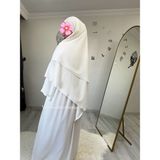 Yüsra Collection Tesettür Sufle Şifon Uzun Boy Ekru
