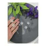YÜSRAKSESUAR Gelın Tokası Çiçekli Toka Kristal Taşlı Toka Beyaz 5 Li Paket