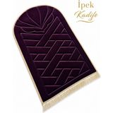 Yüsrina Home Yüsrina Ipek Kadife 1.5 cm Süngerli, Özel Nakış Detaylı Namazlık, Ortopedik Seccade + Çanta - Bordo