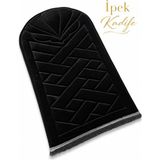 Yüsrina Home Yüsrina Ipek Kadife 1.5 cm Süngerli, Özel Nakış Detaylı Namazlık, Ortopedik Seccade + Çanta - Siyah