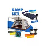 Yussraw 2-4 Kişi Kamp Çadırı Seti Taşınabilir Otomatik 210*210*140+LAMBA+YATAK+YASTIK+POMPA+HOPARLÖR