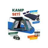 Yussraw 4-6 kişi kamp çadırı seti taşınabilir otomatik 240*240*155+lamba+yatak+yastık+pompa+hoparlör