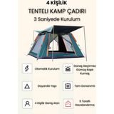 Yussraw 4 Kişilik Tam Otamatik Tenteli Kamp Çadırı Portatif Anti-Uv Outdoor Plaj Piknik Çadırı - Yeşil