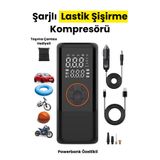 Yussraw 4500 MaH Şarjlı Taşınabilir Araba Lastik Hava Top Şişirme Pompası Led Işıklı Dijital Hava Kompresörü