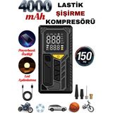 Yussraw auhma A7777Şarjlı Hava Kompresörü 4000 Mah 4ın1 Şarjlı+Araç Taşınabilir Araç Lastik Top Şişirme Pompası Oto