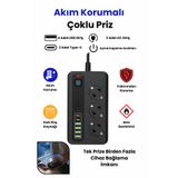 Yussraw Pro P10 3x Priz 3000W Akım Korumalı 4x USB 2x Type-C Girişli Çoklu Priz