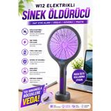 Yussraw W12 USB Şarjlı Uv Işıklı Elektrikli Sivrisinek Öldürücü Raket Sinek Öldürücü Sineksavar masa üstü kullanım 1200 mah 2500 volt