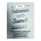 yusufdesigner Kişiye Özel Pleksi Yazı Nişan Tepsisi Pasta Üstü İki İsim ve tarihli GÜMÜŞ Renk Yapışkanlı