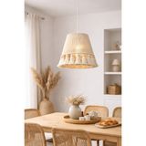 Yutedekor Bohem Makrome Avize – Salon, Yatak Odası, Çocuk Odası, Kafe & Restoran Aydınlatma - 30 cm - Ekru