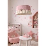 YUTEDEKOR Makrome Pembe Avize – Çocuk Odası, Salon, Yatak Odası, Kafe & Restoran Aydınlatma - 35 cm