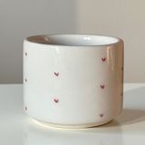 Yuugi Ceramic El Yapımı Seramik Kulpsuz Minimal Pembe Kalpli Kupa Bardak 200 ml Mug Kalp Desenli Kahve Bardağı Hediye - Koyu Pembe - 1 Adet
