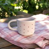 Yuugi Ceramic El Yapımı Seramik Kupa - Minimal Pembe Kalpli Kupa Bardak - 200 ml Mug Kalp Desenli Kahve Bardağı - Koyu Pembe