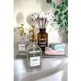 Yuva Concept 2'li Kare Sıvı Sabunluk Cam Sabunluk - 4 Etiket Hediyeli (DİSHES, HANDS, SOAP, LOTİON) - 500ml