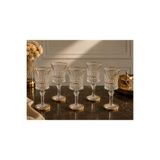 yuvambella Gold Yaldızlı Kristal Cam Ayaklı Kahve Yanı 6'lı Set- Su Bardağı, Şerbet ve Meşrubat, Soğuk İçeçek Premium Bardak Takımı