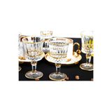 yuvambella Handmade 6lı Yaldızlı- Gold Su-Kahve yanı Bardağı - Kristal Ayaklı Su Bardağı -Kahve Yanı Su Bardak