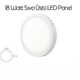 Yuvarlak 18W Sıva Üstü LED Armatür Ofis, Ev, Koridor Için Tavan Aydınlatması - 6500K - Beyaz İşık