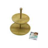 YUVARLAK 2 KATLI AHŞAP - BAMBU SERVİS SUNUM TAHTASI ÇAP: 20CM -- ÇAP:25CM GO-53-vice 01660