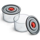 Yuvarlak 2'li Borosilikat Cam Saklama Kabı Seti, 0.35 L x 2, 116×76 Mm, Sızdırmaz Kapak, Mikroda - Çok Renkli