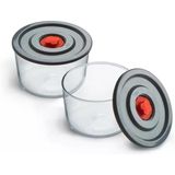 Yuvarlak 2’li Borosilikat Cam Saklama Kabı Seti, 0.35 L x 2, 116×76 Mm, Sızdırmaz Kapak, Mikrodalga-Fırın-Buzdolabı-Bulaşık Makinesi Uyumlu