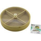 Yuvarlak 4 Bölmeli=2ın1=bölmesiz Çok Amaçlı Kutu Ahşap Bambu Servis Sunum Tepsi - Tahtası 22CM (5224)