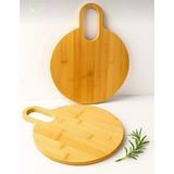 Yuvarlak Ahşap Bambu Kesim Panosu, 28X35 Cm, Saplı, Şık ve Dayanıklı - Ahşap - Ceviz - Seçenek 1