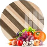 Yuvarlak Ahşap Desenli Cam Kesme Tahtası 30X30 cm - Açık Beyaz - Gri - Seçenek 1