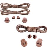 Yuvarlak, Akıllı, Kilitle, Tak-Bırak Bağcık, Yeni Nesil, Bağlamaya Gerek Olmayan Bot, Spor, Klasik Ayakkabı Bağcığı,Elastik 100 cm (1 Çift Çizgili Koyu Kahverengi +1 Çift Çizgisiz Tatlı Kahverengi)