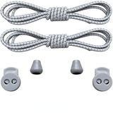 Yuvarlak, Akıllı, Kilitle, Tak-Bırak Bağcık, Yeni Nesil, Bağlamaya Gerek Olmayan Bot, Spor, Klasik Ayakkabı Bağcığı,Elastik 100 cm (2 Çift Çizgili Gri)