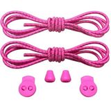 Yuvarlak, Akıllı, Kilitle, Tak-Bırak Bağcık, Yeni Nesil, Bağlamaya Gerek Olmayan Bot, Spor, Klasik Ayakkabı Bağcığı,Elastik 100 cm (Çizgili Koyu Pembe/Fuşya)