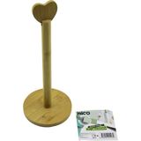 Yuvarlak Altlık - ÇAP=12CM Ahşap Bambu Kağıt Havluluk Kalp Başlı Sap=28.5cm