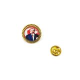 Yuvarlak Atatürk ve Türk Bayrak Baskılı Yaka Rozeti - 1 Adet