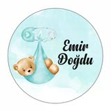 Yuvarlak Ayıcık Kına Nişan Düğün 3X3 Cm Özel Etiket / 50 Adet Sticker