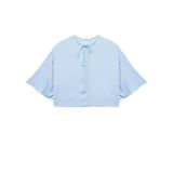 Yuvarlak Bağlamalı Yaka 3/4 Yarasa Kol Oversize Bluz