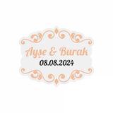 Yuvarlak Balonlu Ayıcık Kına Nişan Düğün 3X3 Cm Özel Etiket / 50 Adet Sticker
