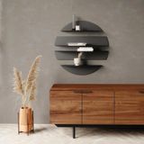 Yuvarlak Bölmeli 4 Parça Metal Mat Siyah Duvar Rafı Modern Dekoratif Metal Duvar Rafı, Daire 4'lü Siyah Dekoratif Antre