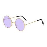 Yuvarlak Cam John Lennon Tarzi Gold Cerceveli Mor Gozluk