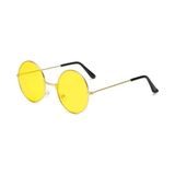 Yuvarlak Cam John Lennon Tarzı Gold Çerçeveli Sarı Gözlük