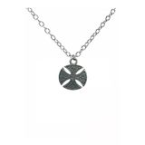 Yuvarlak Çerçeveli Haç Figürlü Unisex Kolye – 60 Cm Zincirli, Gotik & Minimal Metal Takı
