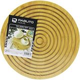 Yuvarlak Çift Taraflı=düz - Dalgalı Oyuk Allı Ahşap Bambu Sunum Tepsi 28CM (5486) - 1 - Renkli
