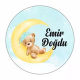 Yuvarlak Dal Ve Çiçek Desenli Kına Nişan Düğün 3X3 Cm Özel Etiket / 50 Adet Sticker