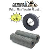 Yuvarlak Delikli Mıknatıs Mini 100 Adet 15x3 mm Mini Mıknatıs Seramik Kömür Mıknatıs Nişan Düğün Sünnet Çok Amaçlı Süsleme Mıknatıs