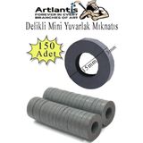 Yuvarlak Delikli Mıknatıs Mini 150 Adet 15x3 mm Mini Mıknatıs Seramik Kömür Mıknatıs Nişan Düğün Sünnet Çok Amaçlı Süsle