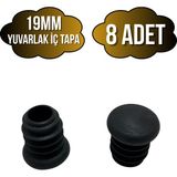 Yuvarlak Demir Profil Iç Tapa Geçme Plastik Ayak Geçme Koruma PLASTIĞI(19MM)(SİYAH) - Siyah - SİYAH - 8 ADET