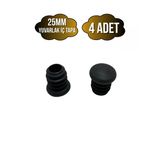 Yuvarlak Demir Profil İç Tapa Geçme Plastik Ayak Geçme Koruma Plastiği(25Mm)(Siyah) Siyah 25Mm Siyah - 4 Adet