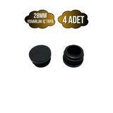 Yuvarlak Demir Profil İç Tapa Geçme Plastik Ayak Geçme Koruma Plastiği(28Mm)(Siyah) Siyah 28Mm Siyah - 4 Adet