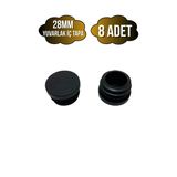 Yuvarlak Demir Profil İç Tapa Geçme Plastik Ayak Geçme Koruma Plastiği(28Mm)(Siyah) Siyah 28Mm Siyah - 8 Adet